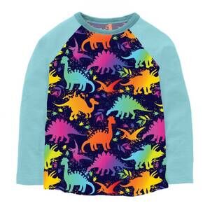 NEW CHARLIES PROJECT boy's dinosauria long sleeve bamboo shirt in blue